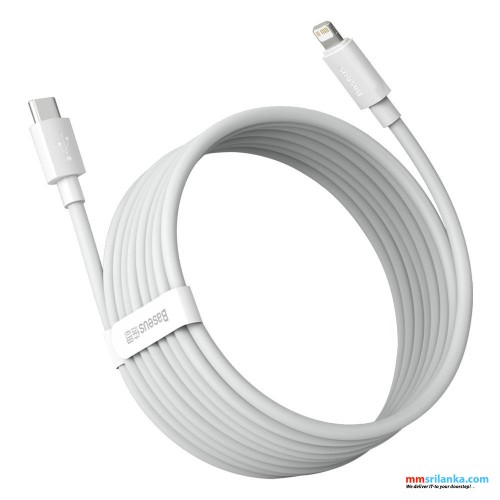 Baseus iP 20W (2PCS/Set – 1.5m Simple Wisdom Data Cable Kit Type-C to IP -White (6M)